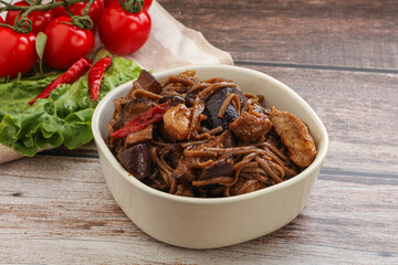 Udon soba with pork and vegetables