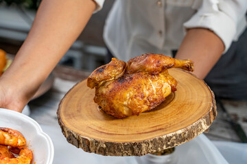 Friends Happiness Party Buffet Food Table Concept.