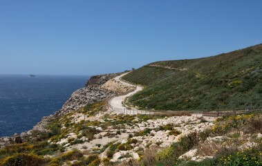 Fototapeta na wymiar Panoramic view of Zurrieq village in Malta. wied fulija Maltese countryside. landscape in malta
