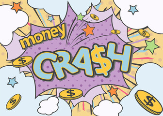 Money Crash Colorful Pop Art - Vector