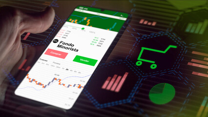 Investir dans un fonds etf commerce et détaillant, actions de magasin en investissement ETF commerce. Texte en espagnol.