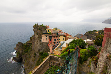 Naklejka premium Colorful houses in Manarola Village, Cinque Terre Coast of Italy