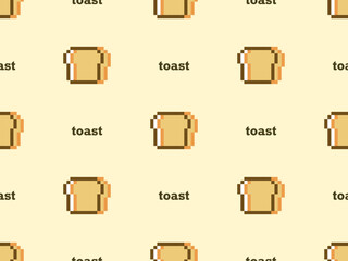 Toast cartoon character seamless pattern on yellow background.Pixel style