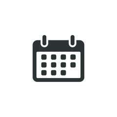 Vector sign of the calendar symbol is isolated on a white background. calendar icon color editable.
