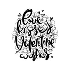 Hand lettering grunge card with flower background. Handcrafted doodle letters in retro style. Hand-drawn vintage typography