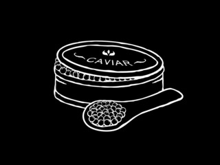 Vector illustration of caviar in black and white sketch style - obrazy, fototapety, plakaty