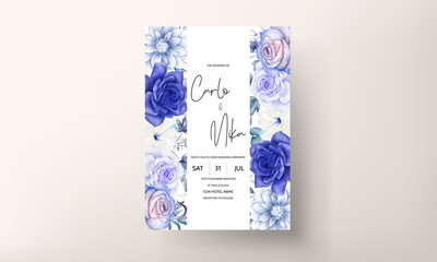vintage wedding invitation card with beautiful watercolor floral