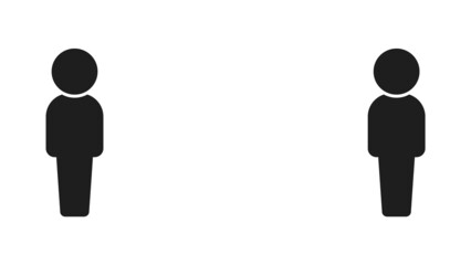 離れて立っている2人の人物のアイコン - ソーシャルディスタンス・感染予防のイメージ素材