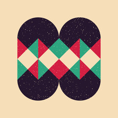 Geometric object  with riso print effect. Vector. Graphic element  for fabric, textile, clothing, wrapping paper, wallpaper, poster. Graphic element.  Perfect For your own decoration or design