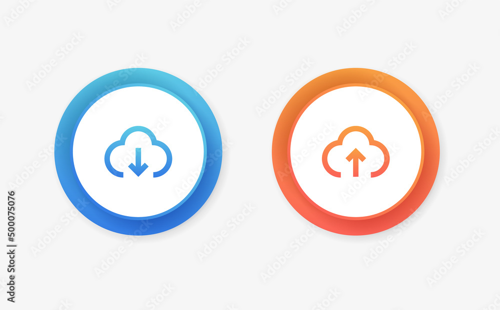 Poster download icon button. upload icon button. arrow up down icon. download and upload icons buttons. download upload file button icon 3d
