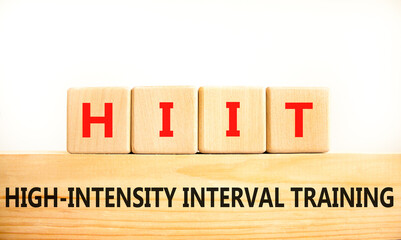HIIT high-intensity interval training symbol. Concept words HIIT high-intensity interval training...