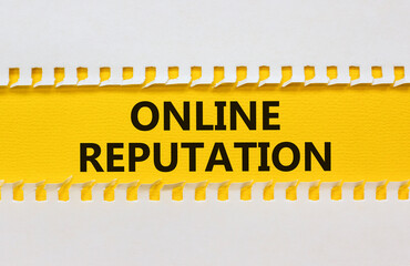 Online reputation symbol. Yellow and white paper with concept words Online reputation on beautiful...