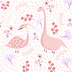 dinosaurus and Floral Pattern. A Pattern for kids fashion, wallpaper, print and more. 