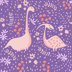 dinosaurus and Floral Pattern. A Pattern for kids fashion, wallpaper, print and more. 