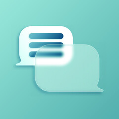 Message icon. Dialog box in glass morphism style. Vector.