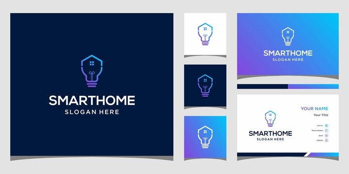 Creative smart home light logo icon and business card design