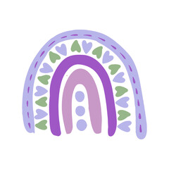 Cute hand drawn baby rainbow in modern scandinavian style. Baby decoration