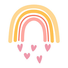 Cute hand drawn baby rainbow in modern scandinavian style. Baby decoration
