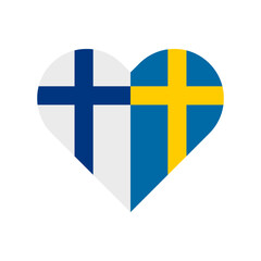 Obraz premium heart shape icon with finland and sweden flag. vector illustration isolated on white background