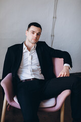 Close up portrait handsome brunette stylish young man. Businessman, professional, successful man 