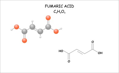 Stylized molecule model/structural formula of fumaric acid.