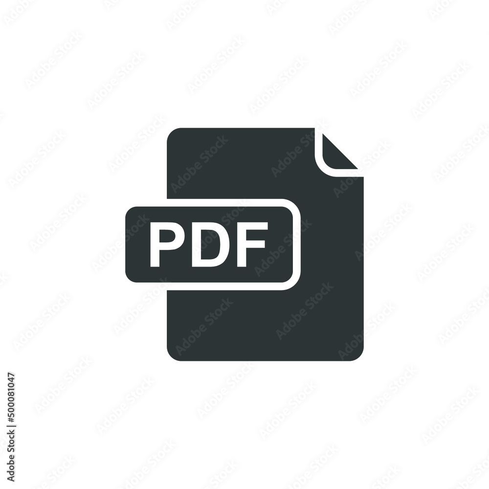 Poster vector sign of the pdf symbol is isolated on a white background. pdf icon color editable.