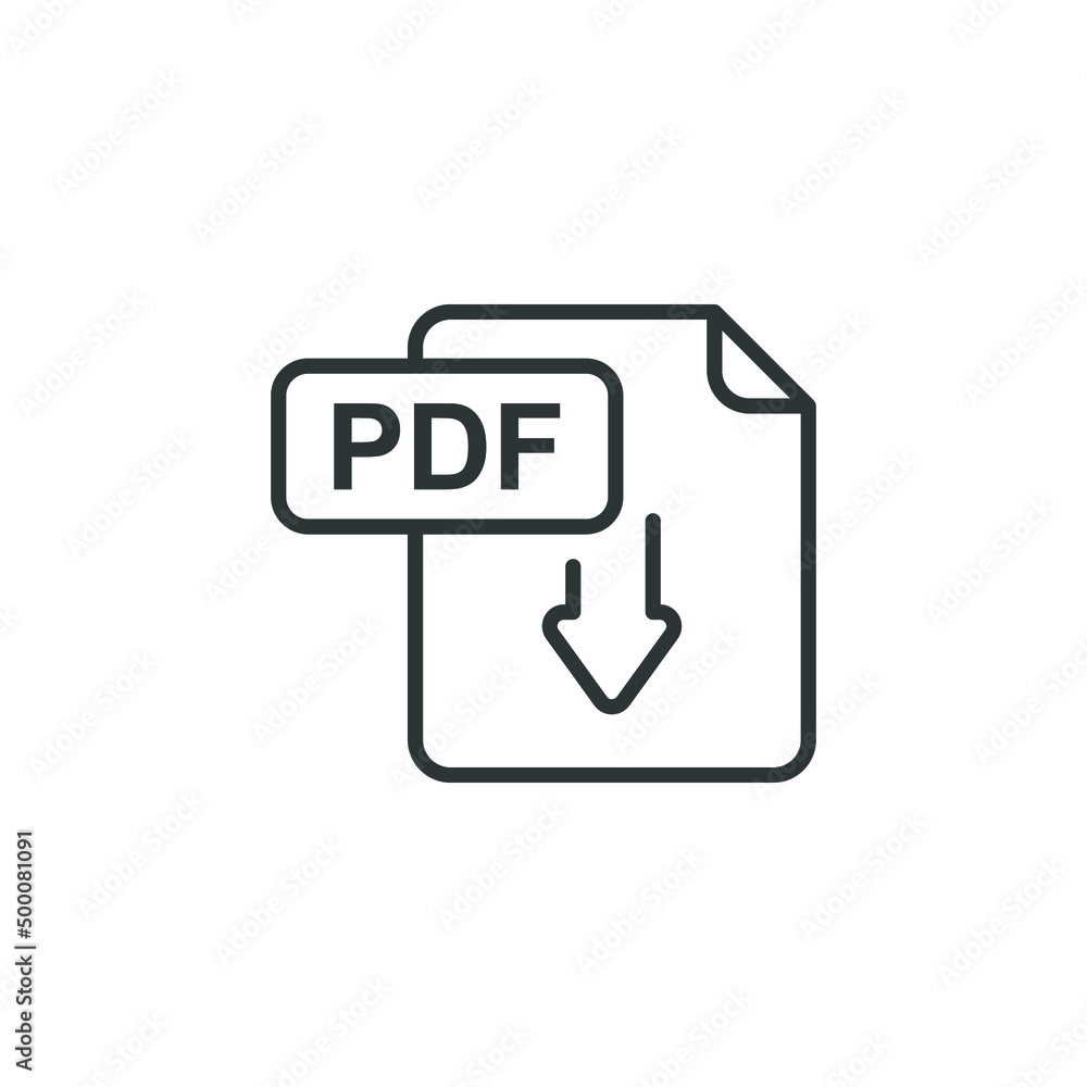 Poster vector sign of the pdf symbol is isolated on a white background. pdf icon color editable.