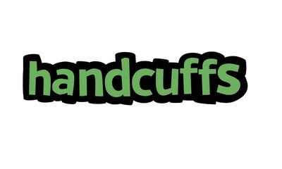 HANDCUFFS writing graffiti design on white background
