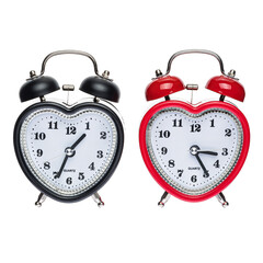 clock with an alarm clock on a white isolated background