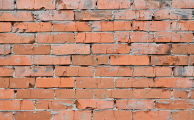 A closeup shot of a red brick wall texture for an abstract vintage background
