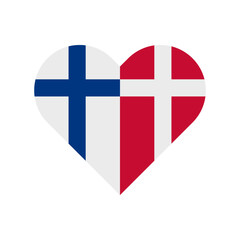 heart shape icon with finland and denmark flag. vector illustration isolated on white background