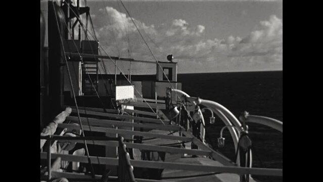Steamship Views 1938 - Views from the deck of a steamship as it sails in the ocean in 1938.	