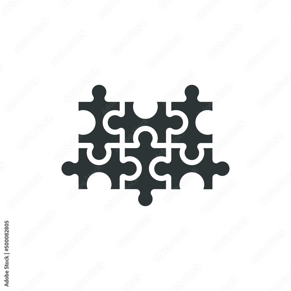 Poster vector sign of the puzzle symbol is isolated on a white background. puzzle icon color editable.