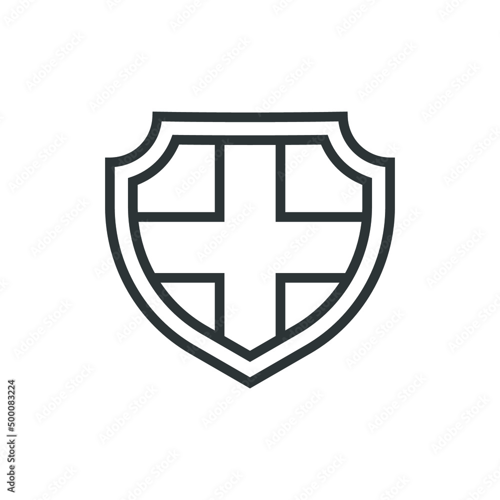 Poster vector sign of the shield symbol is isolated on a white background. shield icon color editable.