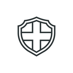 Vector sign of the shield symbol is isolated on a white background. shield icon color editable.