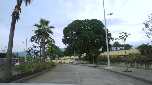Equatorial Guinea. Malabo City. Highway in Africa. View from the car window