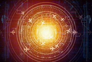 Simulation screen showing various flights for transportation and passengers.