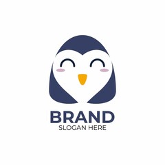 cute baby penguin logo vector