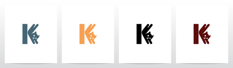 Obraz premium Cat Stretching Letter Logo Design K