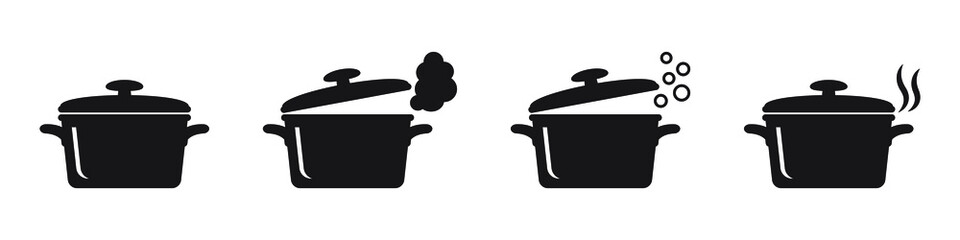 Cooking pan icon, Pot icon vector isolated - obrazy, fototapety, plakaty