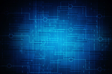 2d illustration abstract digital binary data on computer screen