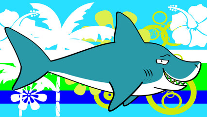 shark cartoon tropical background in vector format very easy to edit