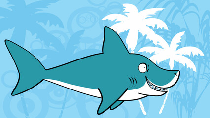 shark cartoon tropical background in vector format very easy to edit