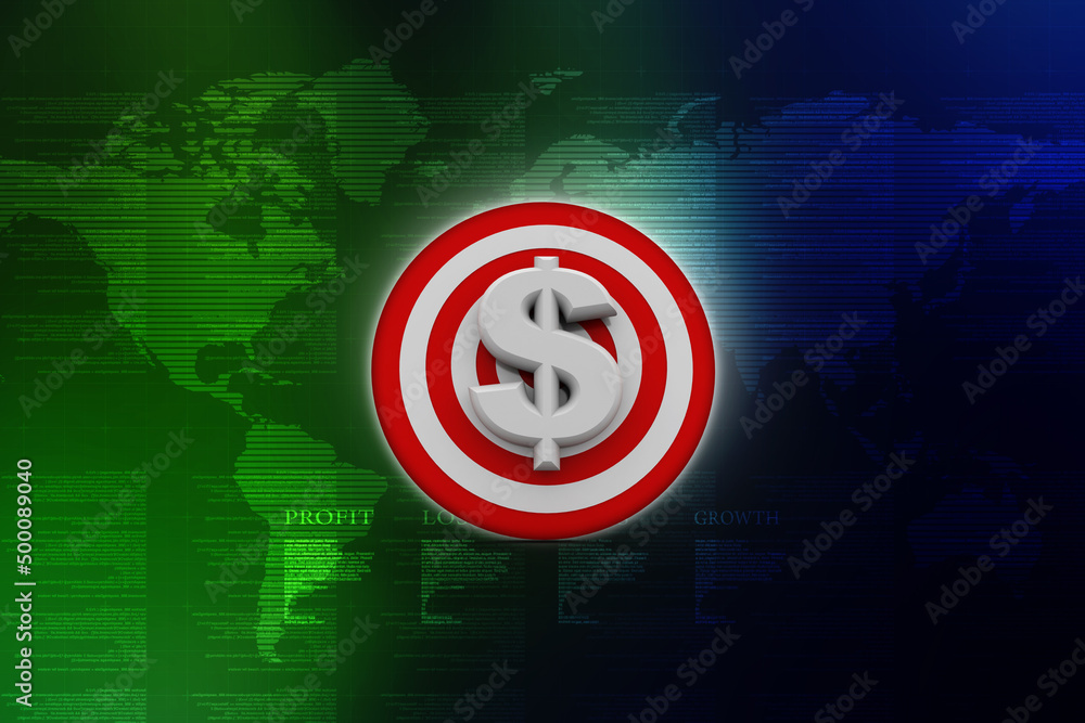 Poster 3d rendering Dollar symbol target