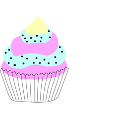 Doodle  unicorn style party items cartoon vector illustration 