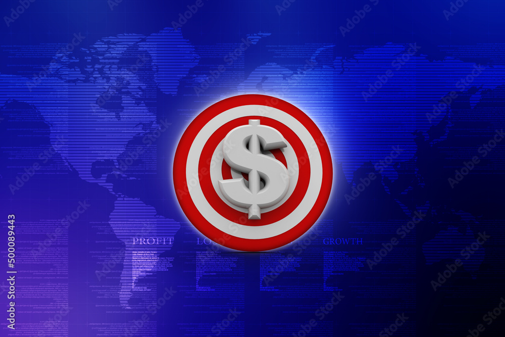 Poster 3d rendering dollar symbol target