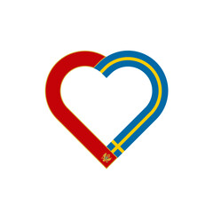 unity concept. heart ribbon icon of montenegro and sweden flags. vector illustration isolated on white background - obrazy, fototapety, plakaty