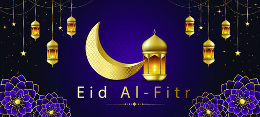 Eid Festive Vector Illustration Background. Eid Mubarak Banner Design. Elegant Wallpaper, banner , poster. Eid Al Fitr banner.