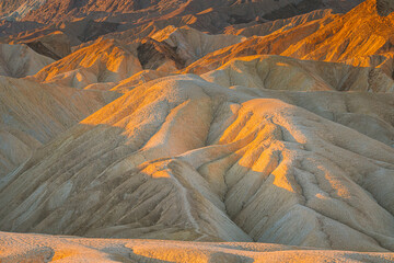 Golden Canyon sunrise, view from  Zabriskie point in Death Valley National Park, California