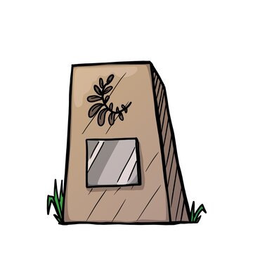 stone monument with window and plant clip art preview